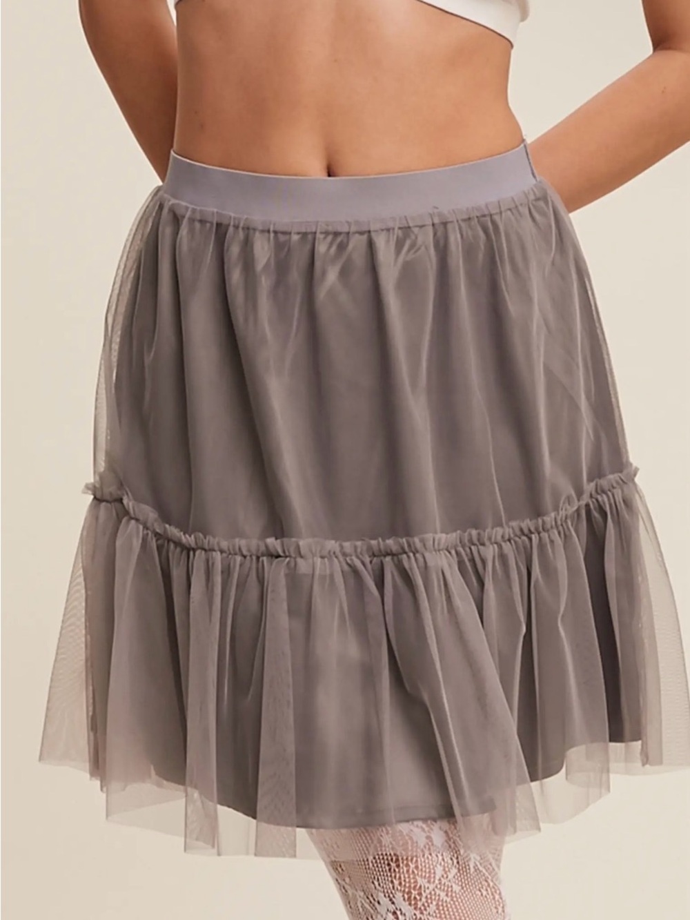 NWT! Listicle Women’s Gray Tiered Tulle Skirt/Size SMALL/Style #LSK0241 - Picture 6 of 6